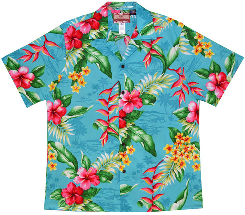 Maui Hibiscus Heliconia Men's Hawaiian Shirt